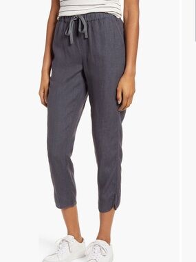 Caslon Tulip Hem Linen Pants (Black)